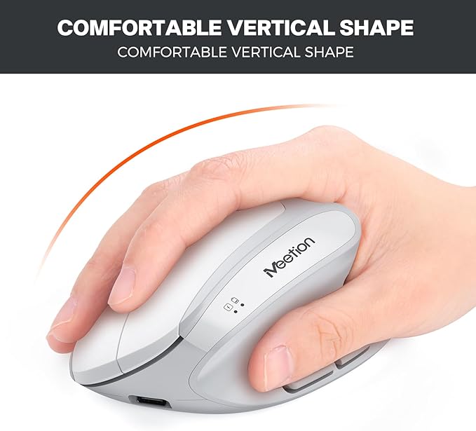 MEETION Ergonomic Keyboard and Mouse, Wireless Keyboard with Vertical Mouse, Split Curved Keyboard with Wrist Rest, Natural Typing Rechargeable Full Size, Windows/Mac/Computer/Laptop, Gray