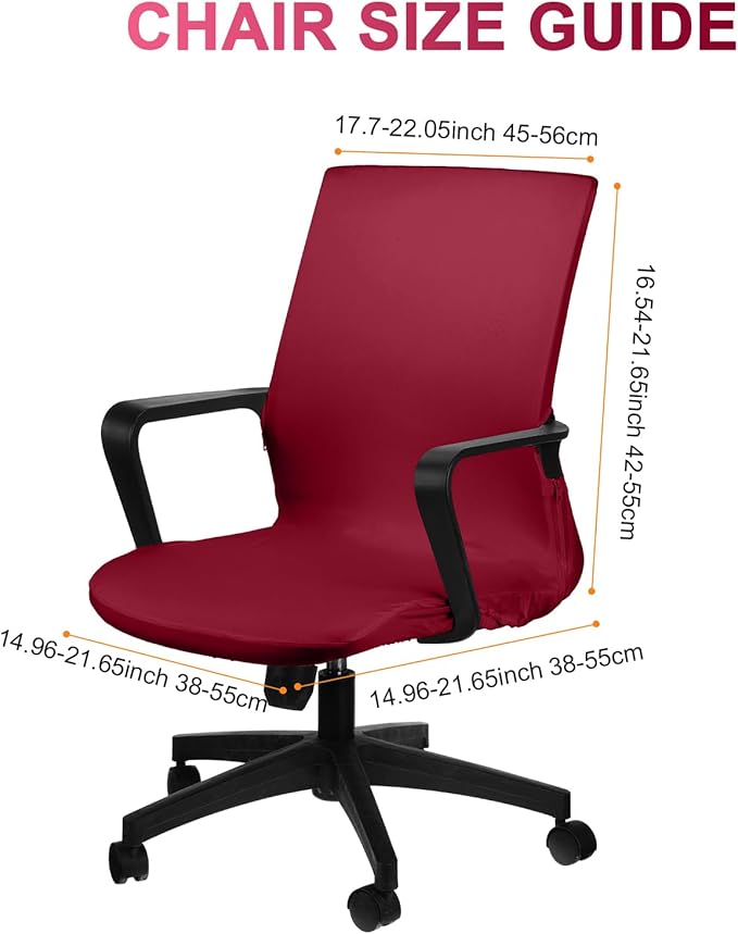 Tallew Office Chair Cover Stretchable Computer Universal Chair Seat Covers Removable Desk Chairs Slipcovers Washable Office Cushion Backrest for Rotating(Burgundy)