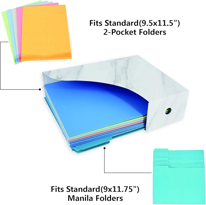 HUAPRINT Magazine Holder( 6 Pack, Marbling Gray) Cardboard Magazine File Holder-Folder Holder,Magazine Organizer,Document Organizer,Magazine Storage Box,With Labels