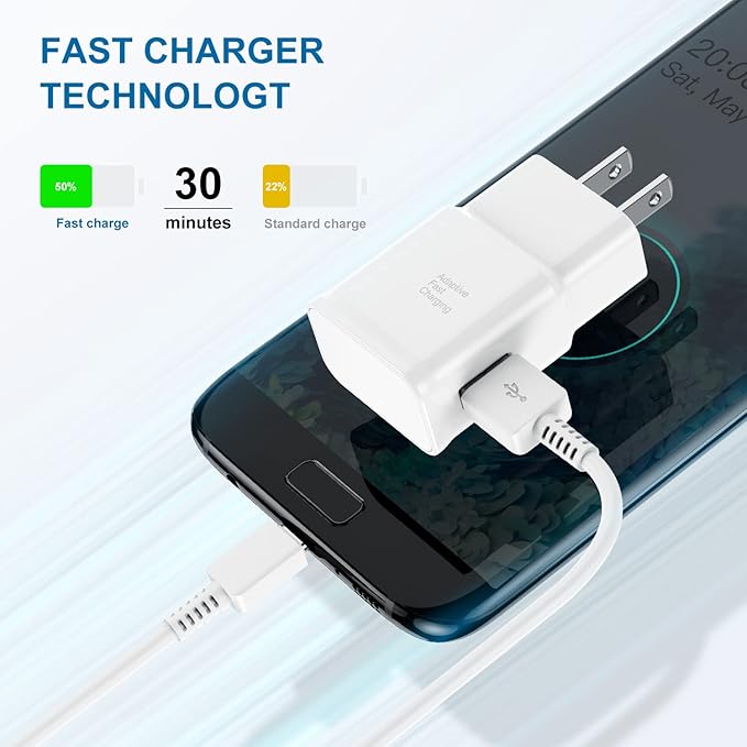 Type C Charger Fast Charging, 2 Pack USB C Android Phone Wall Charger Block & 6ft Charge Cable Cord, for Androids Galaxy S8 / S9 / S10 Plus Active S10e, S20 / S21 Ultra Plus, Note 8 9 10,
