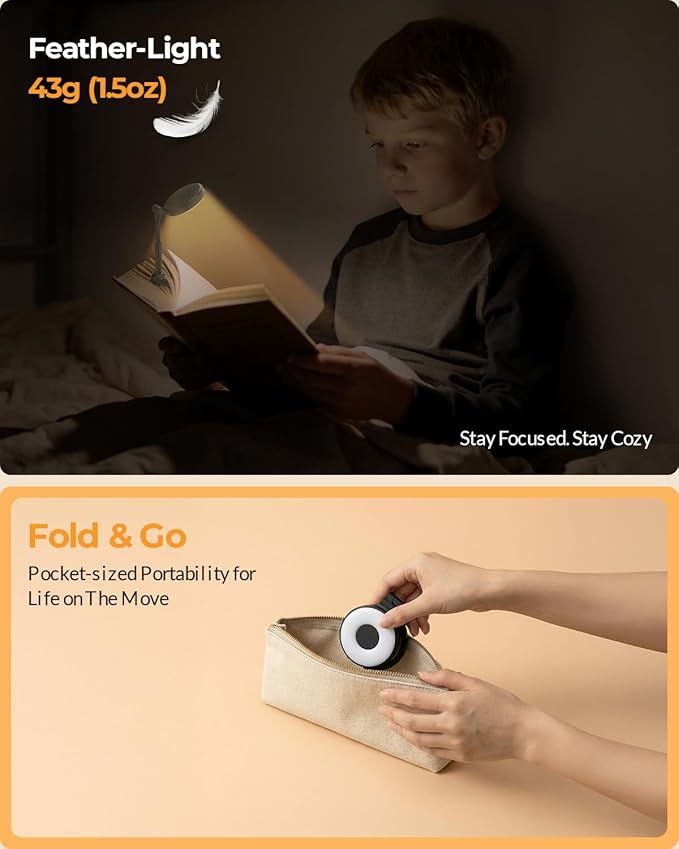 Reading Lights for Books in Bed:18 LED Rechargeable Clip-on Book Light with Timer & Memory Eye Caring 3 Color Temperature Stepless Dimming Portable Night Lamp Gifts for Women Kids Book Lovers