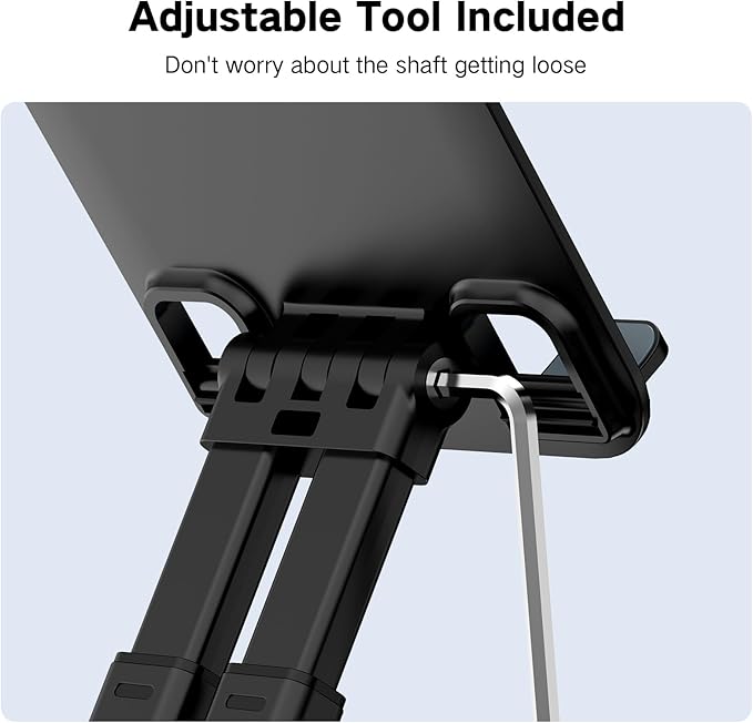 Tonmom Tablet Stand for iPad Holder, Adjustable Tablet Holder for Desk, Foldable Portable Monitor Stand Compatible with 4-16" Tablets Such as Kindle, Switch, iPad Pro/Air/Mini