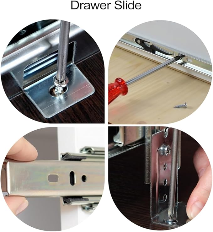 FAVOMOTO Drawer Slides, Underdesk Keyboard Tray Slides Drawer Glides Full Extension Drawer Slides Dresser Glides Keyboard Tray Under Desk Slide for Cabinet Furniture Hardware Accessories