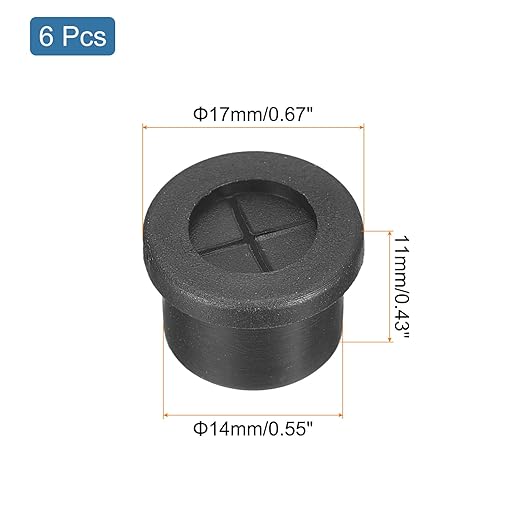 uxcell 6 Pcs Cable Cord Grommet, 9/16 Inch (14mm) Desk Grommet Flexible Rubber Grommets Wire Hole Cover Pass Through for Office Computer Desk Wire Organizer, Black