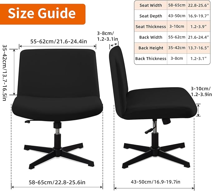 Fuloon Criss Cross Chair Cover, Waterproof, Stretchable, Solid, Suited for Armless/Office/Desk/Mid Back Wide Seat/Computer/Task/Vanity/Accent Chair (Black)
