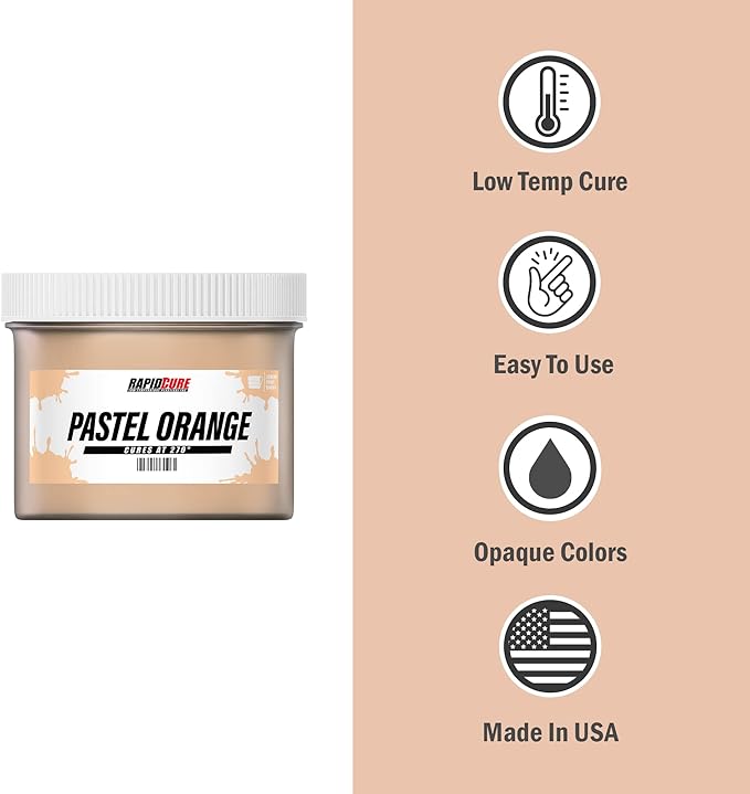 Rapid Cure® Screen Printing Ink Pastel Orange (8 oz.) - Plastisol Ink for Screen Printing Fabric - Low Temperature Curing Plastisol by Screen Print Direct - Orange Plastisol Ink for Silk Screens