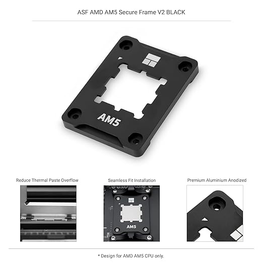 Thermalright AM5 Secure Frame Black V2 CPU Holder, Corrective Anti-Bending Fixing Frame, Full-Fit Fixed Non-Marking Mounter, AM5 Secure Frame, CPU Cooler Standard