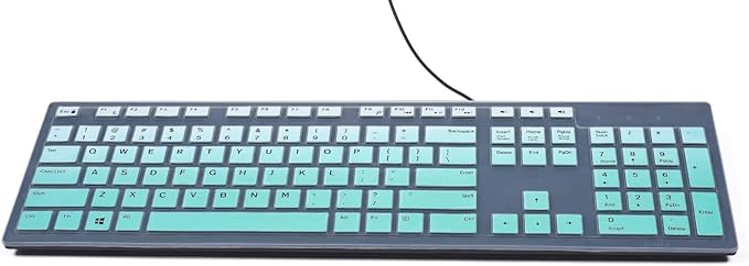 Keyboard Cover Skins Compatible with Dell KM636 KB216 Wired Keyboard & Dell Optiplex 5250 3050 3240 5460 7450 7050 & Dell Inspiron AIO 3475/3670/3477 All-in one Desktop(Ombre Hot Blue)