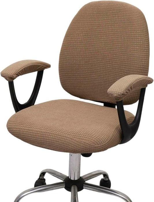 Melaluxe Office Chair Cover with Armrest Covers， Universal Stretch Desk Chair Cover, Computer Chair Slipcovers - Light Coffee