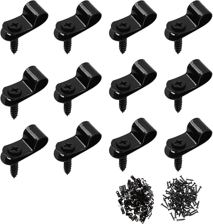 Antrader R-Type Cable Clips Cable Clamp,10mm/0.39" Galvanized Steel Cable Management Cord Organizer Cable Fastener Wire Clamp with Screws,100Pcs