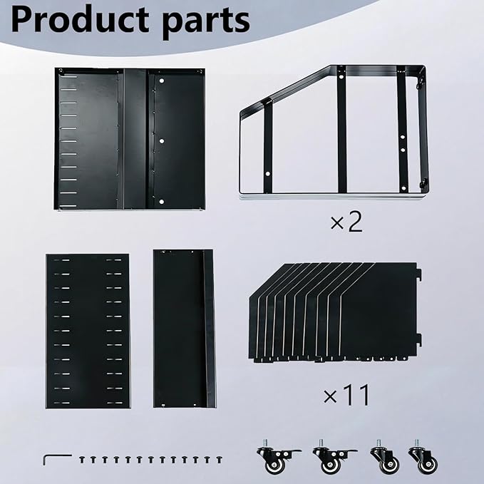 10 Slot Laptop Charging Cart Mobile Open Storage Rack with 4 Removable Wheels, Fits Laptops, Tablets, Ipads for Classrooms, Libraries, Office Desks