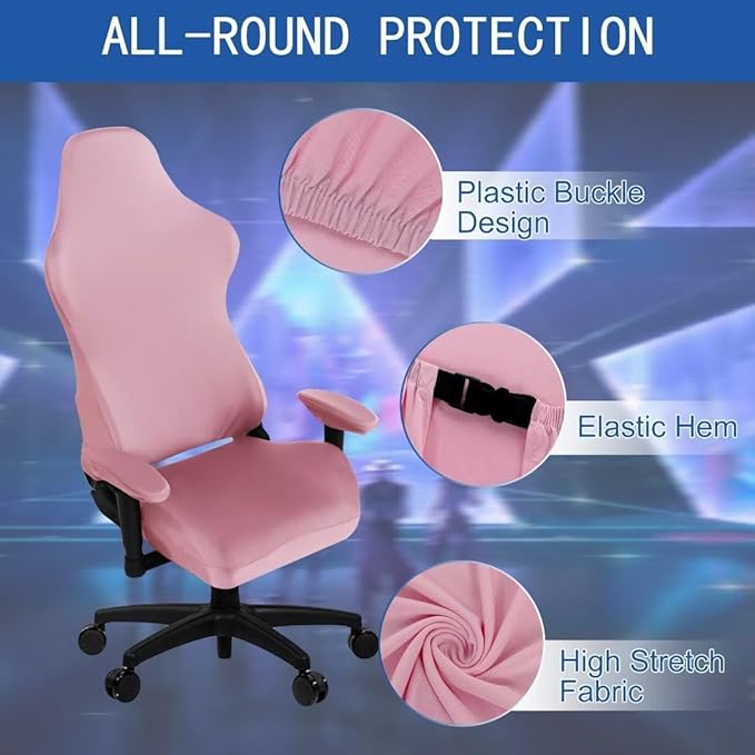 SARAFLORA 2 Pack Gaming Chair Cover, Stretchable Computer Chairs Cover Removable Office Chair Cover for Armchair, Swivel Chairs, Computer Boss Chair, Spandex Chair Slipcovers, Pink