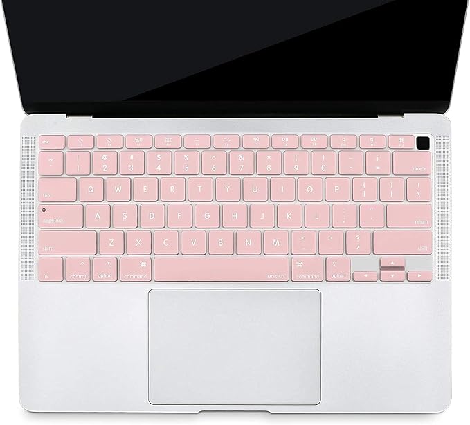 MOSISO Keyboard Cover Compatible with MacBook Air 13 inch 2022 2021 2020 Release A2337 M1 A2179 Retina Display with Touch ID Backlit Magic Keyboard, Waterproof Protective Silicone Skin, Rose Quartz