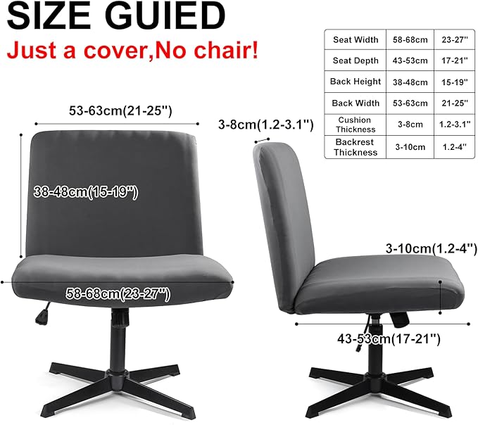 Iauddy Armless Criss Cross Office Desk Chair Cover Slipcover,Accent Mid Back Wide Swivel Task Vanity Slipper Chair Protector Stretch Removable Without Arms for Accent Chair