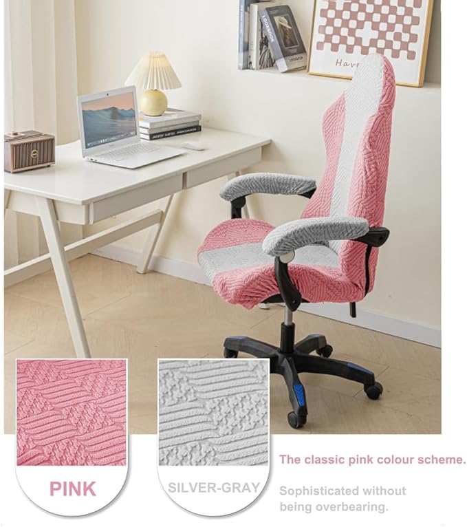 Gaming Chair Cover - Stretchable Machine Washable Fabric Computer Chair Seat Slipcovers Fits Most Office/PC Chairs & Racing Style Seats (NO Chair),Pink a