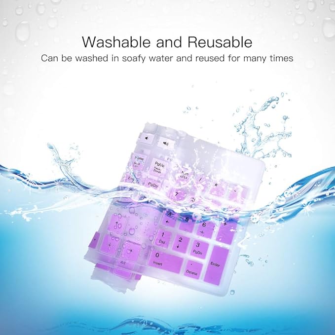 Keyboard Cover for KB216 Wired & Dell KM636 Wireless Keyboard/Dell Optiplex 5250 3050 3240 5460 7450 7050/ Dell Inspiron AIO 3475/3670/3477 All-in one Desktop Keyboard Skin, Ombre Pinkish Purple