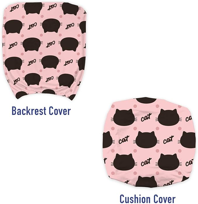 Ambesonne Cat Office Chair Slipcover, Kitted Head Silhouettes Hand Writing and Dots Design Abstract on Blushy Tone Back, Decorative Stretch and Washable Fabric Cover, Standard Size, Seal Brown Coral