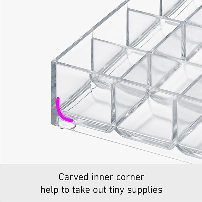 Like-it | MX-T10 | System Tray | Stackable Organizer | Drawer Organizer | A6 | 20 Divide |4.53" × 6.06" × 1.18" | Clear |