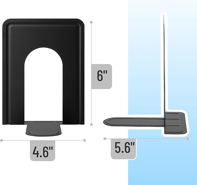 Mr. Pen- Book Ends, Black, 6 Pack, Heavy Duty Metal Bookends for Shelves, Book Holders for Shelves, Metal Bookends