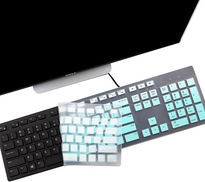 2PCS Keyboard Cover for Dell KM636 KB216 KB216t KB216d KB216p Wired & Wireless Keyboard, Dell Optiplex 5250 3050 3240 5460 7450 7050, Dell Inspiron Desktop 24" 27" 5400 5490 7700 7790 3475 3670 3477