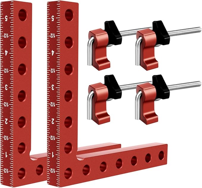90 Degree Cabinet Clamp, 5.5" x 5.5"(14 x 14cm) Aluminum Alloy Right Angle square Corner Clamps for Woodworking Tools, Drawers, Picture Frame (2pack)