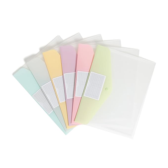 Smead Poly Document Holders, Snap Closure, Side Load, Letter Size, Pastel Colors, 6 per Pack (89688)