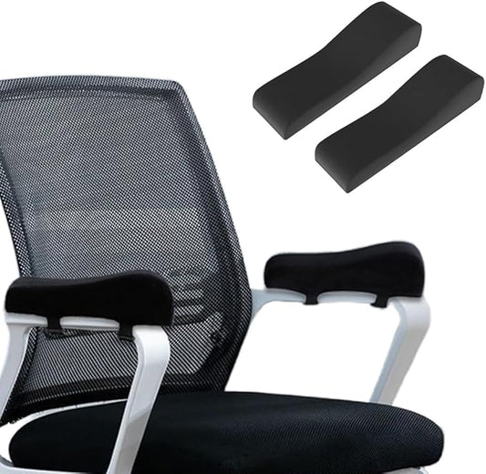 2 Pack Office Chair Armrest Pads Covers,Arm Rest Pad with Memory Foam Elbow Pillow for Forearm Pressure Relief, Arm Rest Covers for Office Chairs, Wheelchair, Comfy Gaming Chair (Black)