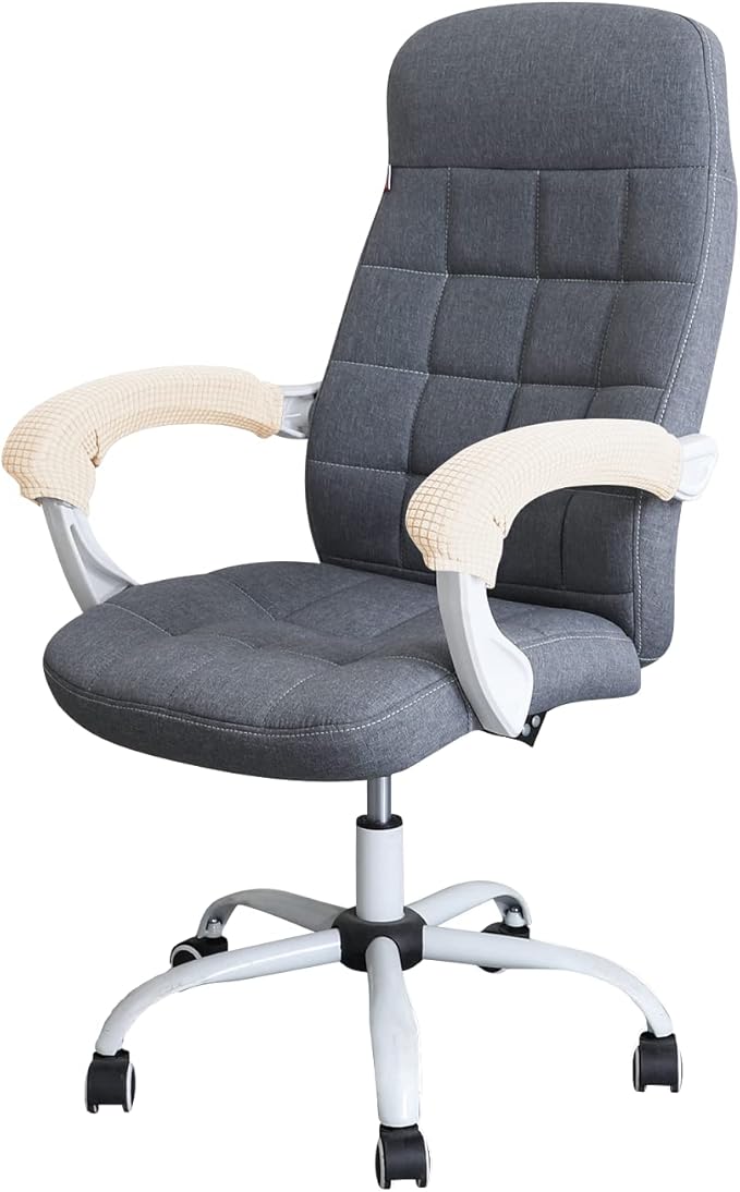 FORCHEER Office Chair Armrest Cover with Zipper 15inch Stretchable Water Resistant Computer Office Chair Arm Rest Slipcover for Desk Chairs Arm 2Pack-Beige