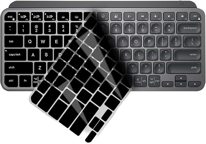 Dust-Proof Silicone Keyboard Skin Cover Compatible for Logitech MX Keys Mini & Logitech MX Keys Mini for Mac Minimalist Wireless Illuminated Keyboard (Black)