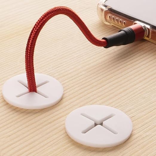 keenkee 6 PCS Flexible Silicone Cable Cord Grommet 1 Inch White Grommets in Desk, Table, and Other Furnitures for Hole Cover, Cable Management, Wire Organizer, Cable Pass Through