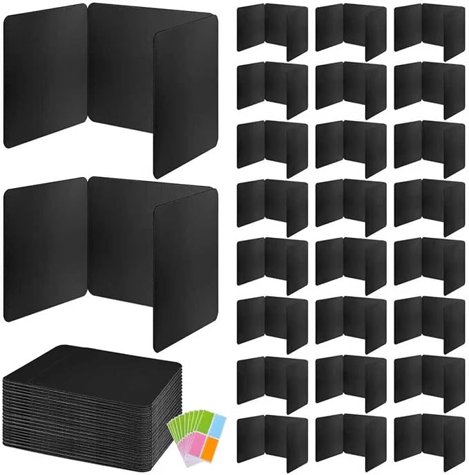 12 Pack Black Desk Dividers with Labels for Students, ROOKEA Waterproof Plastic Study Carrel Dividers, Privacy Classroom Shield Folder Boards Desk for Classroom Teacher Supplies Test Divider