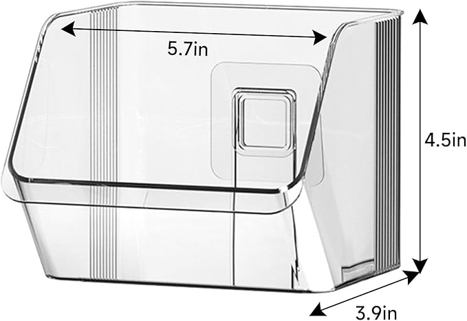 3 Pack Clear Plastic Wall Mount Storage Bins,Spice Rack Kitchen Organization and Storage,Organizing Small Items No Drilling Hang Walls/Doors for Bathroom, Bedroom, Office,Space-saving