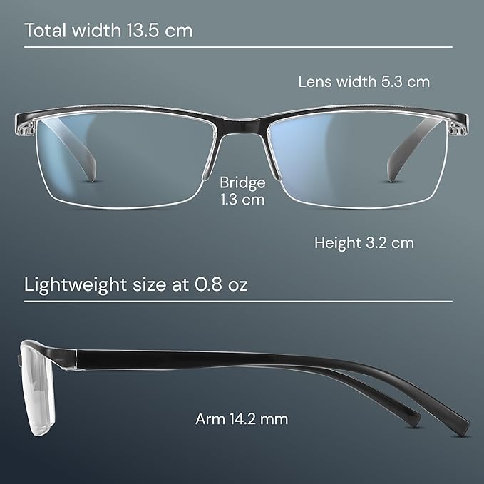 Gaoye +1.75 Executive Style Reading Glasses Men - Durable Readers with Blue Light Filtering - Comfortable Fit with TR90 Frames