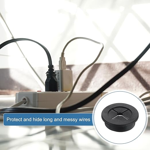 uxcell Cable Cord Grommet, 1 1/4" Inch (32mm) Desk Grommet Flexible Rubber Grommets Wire Hole Cover Pass Through for Office Computer Desk Wire Organizer, Black