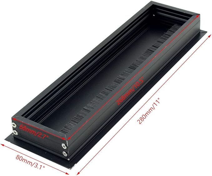 Large Rectangle Cable Grommet Cord Metal Wire Hole Cover Organizers Black 280mm x 80mm