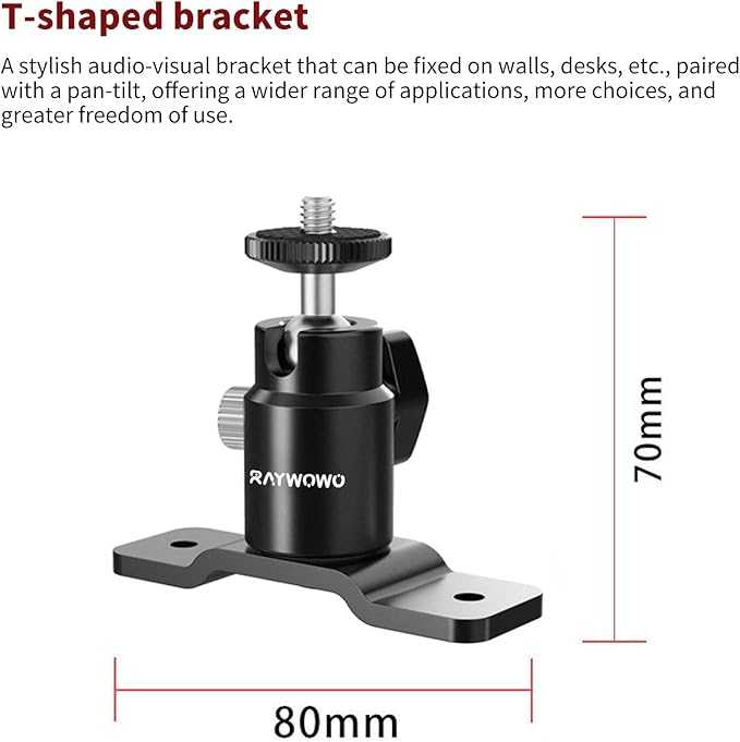 T Shape Adjustable Metal Camera Wall Mount,Speaker Wall Mount, with 1/4" Screw, 5/8" Stud, Indoor/Outdoor Mounting for Arlo, Eufy, Camera & Monitor & CCTV & Speaker & VR Base Station