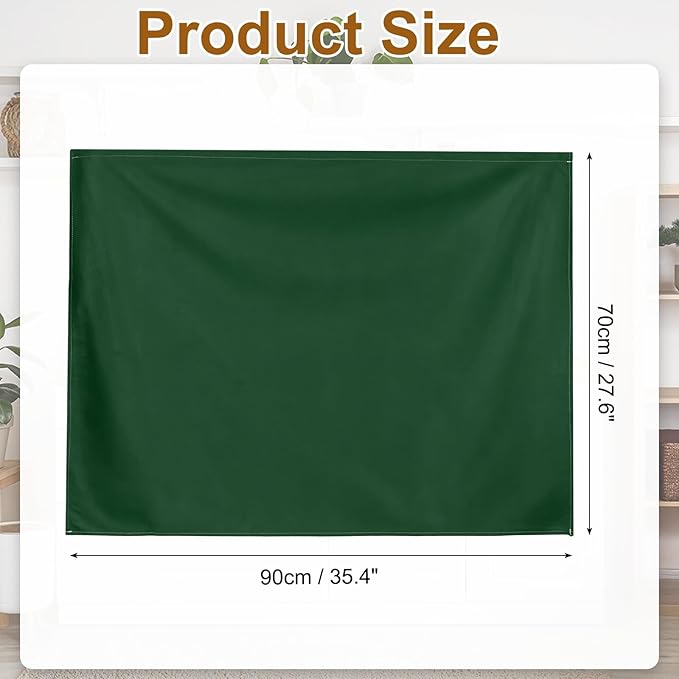 uxcell Cabinet Curtains, Dust Proof Privacy Drape Short Curtain, Hook & Loop Under The Desk Skirt for Kitchen Bathroom Closet Storage Room (35.4" W x 27.6" H, Dark Green)