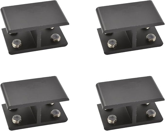 INCREWAY Glass Clamp, 4 Pack Adjustable Double Side Aluminum Alloy Shelf Support Bracket, Clip Holder for 18-20mm Thickness, 180 Degrees, Black