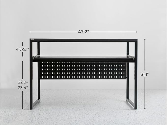 Music Studio Desk with Keyboard Tray, for Full 88 Keys and 61 Keys (Music Producer Desk) (White, 88 Keys (Without Height Adjustment Bracket)