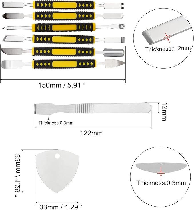 HARFINGTON 9pcs Pry Bar Metal Pry Bar Set, Stainless Steel Mini Pry Bar Disassemble Tools for Screen Glue Removal