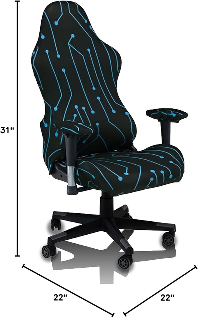 Gaming Chair Covers Slipcovers, 3D Printing Stretchable Elastic Computer Reclining Gaming Chair Seat Cover with Armrest Cover (No Chairs)(N)