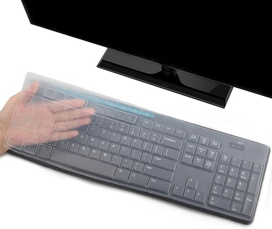 Keyboard Cover Skin for Logitech MK370 MK295 MK275 MK270 Wireless Keyboard, Logitech K200 K260 K270 K275 K295 MK200 MK260 Ultra Thin Desktop PC Silicone Keyboard Cover-Clear