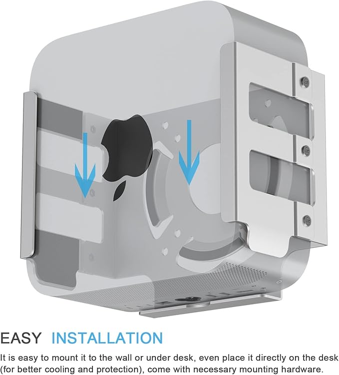 IFCASE Heat Dissipation Design Anti-Scratch Inner Aluminum Under Desk, Wall, Vesa Mount for Mac Studio M4 M3 M2 M1 Max/Ultra (Silver)