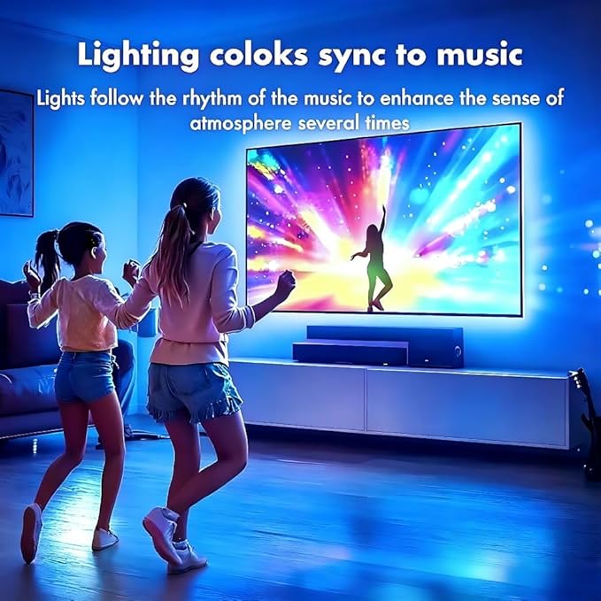 TV LED Backlight, RGB TV Backlight for 32-43 inch TVs,Smart APP Remote Control,Music Sync Color Changing Strip Lights,Led Strip Lights for Bedroom,Gaming,Kitchen,Living Room