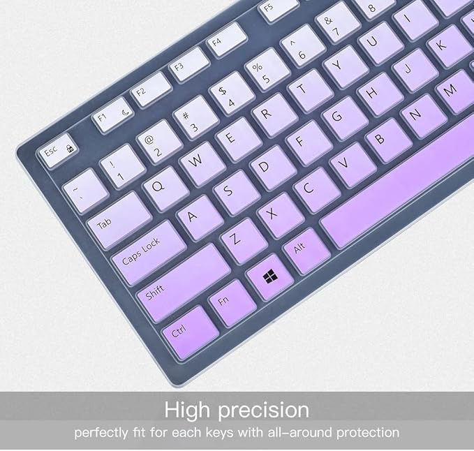 Keyboard Cover for Dell KM636 Wireless Keyboard & Dell KB216 Wired/Dell Optiplex 5250 3050 3240 5460 7450 7050/Dell Inspiron AIO 3475/3670/3477 All-in One Desktop Keyboard Cover Skin, Light Purple