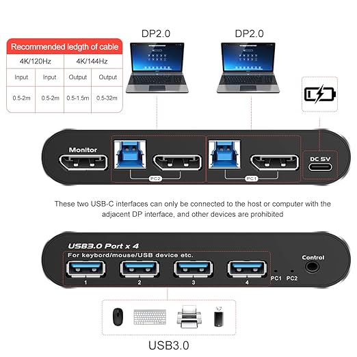 Kvm Switch displayport 1 Monitors 2 Computers 240hz 2 Port kvm Switches displayport 165hz PC Switch 1 Monitor 2 Computers dp 1440p 120hz 144hz 165hz 240hz