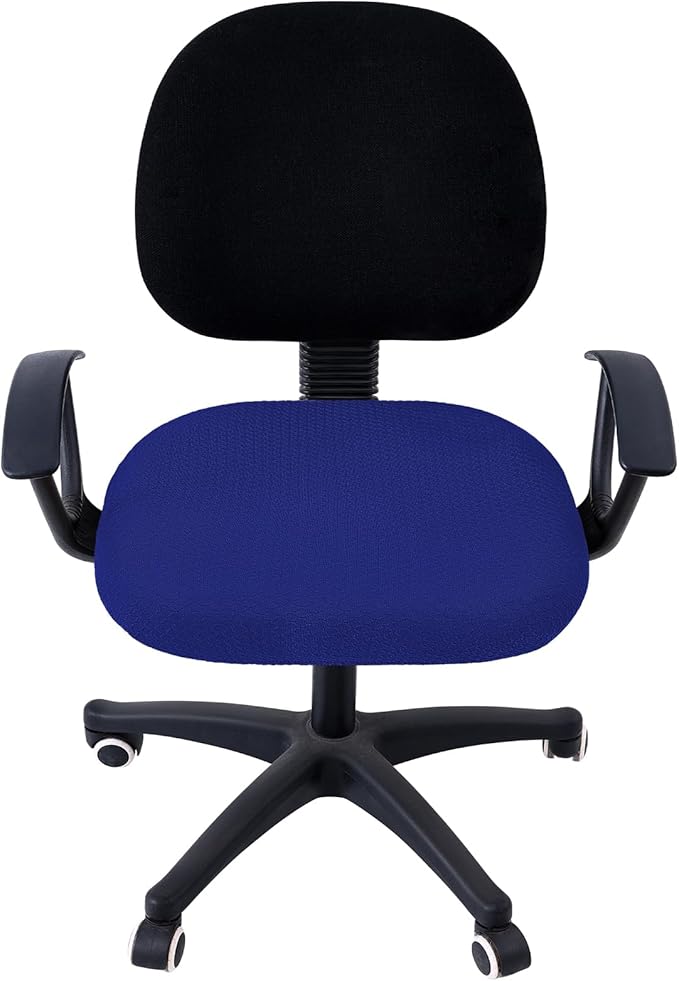 Smiry Stretch Jacquard Office Computer Chair Seat Covers, Removable Washable Anti-dust Desk Chair Seat Cushion Protectors - Royal Blue