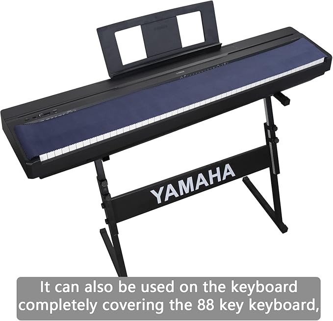 Piano Keyboard Anti-Dust Cover High Technology Fabric Key Cover Cloth Fit For Upright Piano, Electric Piano & Grand piano (Dark blue) (Dark blue)