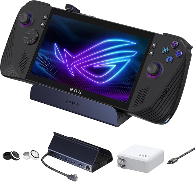 iVANKY Legion Go/ROG Ally X/ROG Ally/Steam Deck Dock with 100W PD Charger, 8-in-1 Hub Docking Station with HDMI 4K@144Hz Gigabit Ethernet, USB-A 3.0 100W Charging USB-C Port for Valve Stream Deck