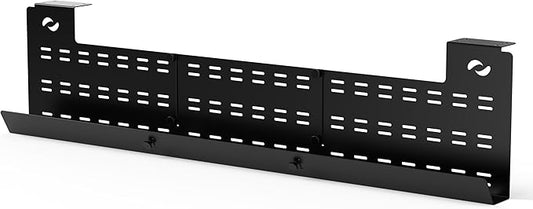 HumanCentric Under Desk Cable Management Tray and Computer Cord Raceway, Underdesk Cord Organizer, Standing Desk Cable and Wire Management, Heavy Duty, Included Straps, Medium, Black